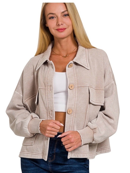 Zenana Outfitters Jackets & Blazers - Zenana Outfitters Ash Mocha Oversized Utility Jacket